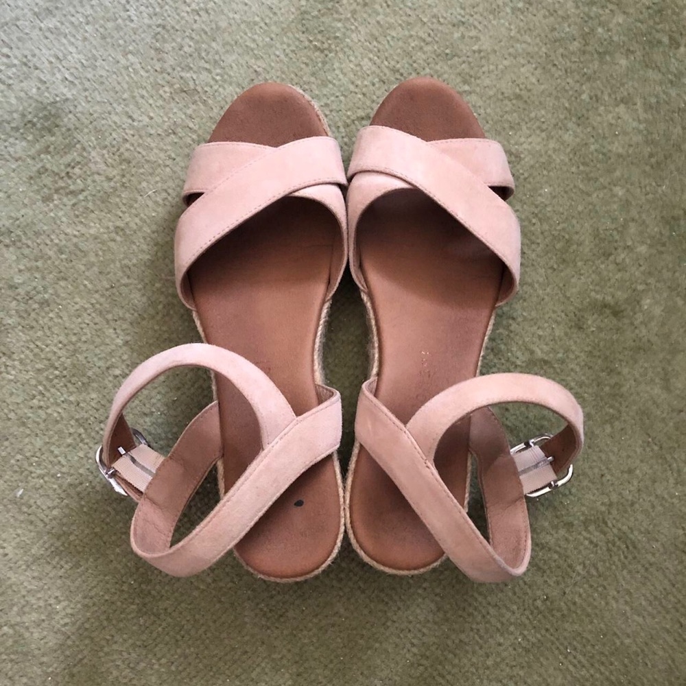 Eric michael beige suede espadrille wedge sandals